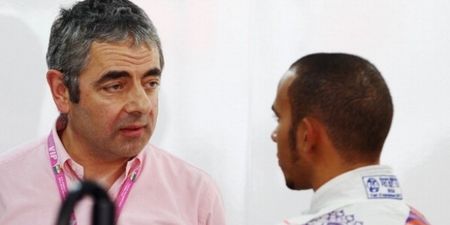 Video: Rowan Atkinson’s reaction to Lewis Hamilton