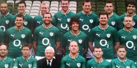 What’s the story with Donncha O’Callaghan in the Ireland team photo?