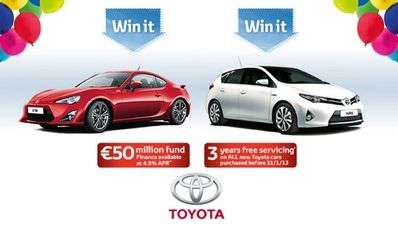 Toyota Ireland will be giving away a free GT86 and Auris before Christmas