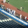 Picture: The lads at the College World Series of baseball can’t spell college