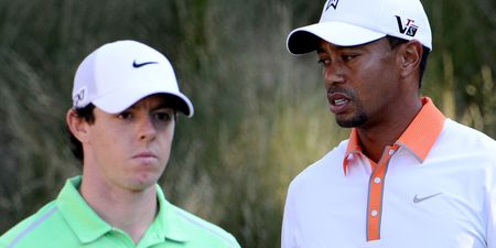 Picture: Tiger Woods psychs out Rory McIlroy before the US Open