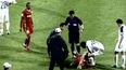 Video: Player sent off for dragging time-wasting opponent off the field