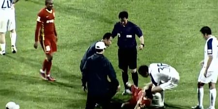 Video: Player sent off for dragging time-wasting opponent off the field