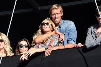 Video: Peter Crouch almost drops his girlfriend Abbey Clancy off his shoulders while partying in Ibiza