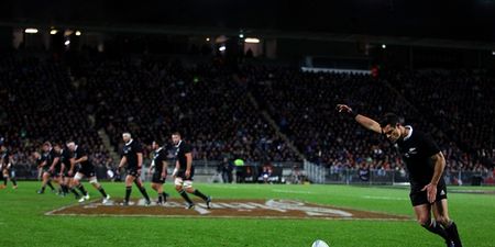 Tee-totaller – rugby fans look out as Dan Carter is sending missiles into the crowd