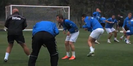 Video: Bolt for the Blues – Rangers players a bit spooked by lightning during training