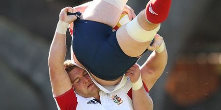 Lions Pic of the Day: Dan Lydiate tries, and fails, to keep Sean O’Brien’s arse out of his face