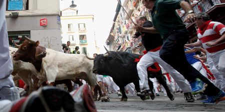 Pic: Man takes a bull horn to the balls in Pamplona