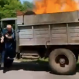 Video: Russian driver feels the heat after fiery blunder