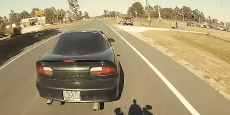 Video: Biker forgets to brake and crashes into slow moving car