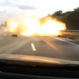Video: Russian truck erupts into ball of flames on motorway