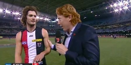 Video: AFL player a little groggy during interview after monster on-field hit