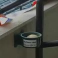 Video: Baseball player hits ball into the crowd and it somehow lands in a cupholder