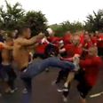 Video: Mental footage of a punch-up between two gangs of football hooligans in Denmark