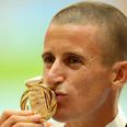 Pic: Rob Heffernan beams as he receives his World Championship gold medal