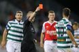 Pic: Sean O’Connor gives a one-finger salute to the St Pat’s fans after red card