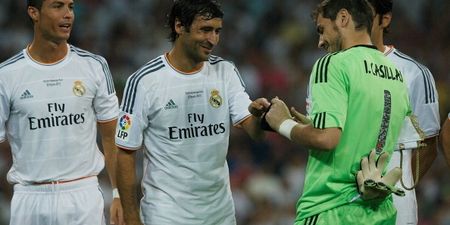 Video: Raul scores, gives shirt to Ronaldo on an emotional night at the Bernabeu