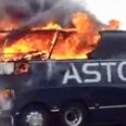 Video and pics: The Worcester Warriors’ team bus went up in flames on the way to a game today