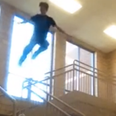 Video: Kid breaks a leg while trying to Parkour in school