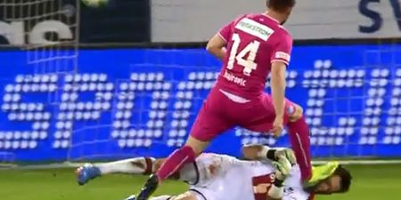 Video: Goalkeeper suffers nasty injury after ‘studs in the face’ collision in Switzerland