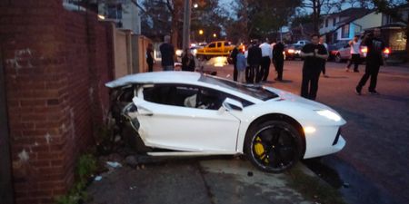 Lamborghini Aventador split in half following crash with mid-sized saloon