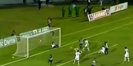 Video: Brazilian team’s masseur runs on the pitch to pull off double save and stop opposition scoring the winner
