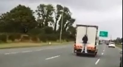 Video: Did anyone see this guy standing on the back of moving truck on the N7 this evening?