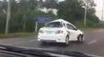 Video: This mangled car is somehow still driving on the motorway