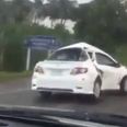 Video: This mangled car is somehow still driving on the motorway