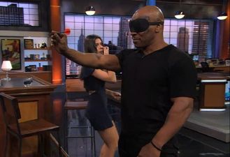 Video: So it turns out Mike Tyson is a brilliant darts shot… especially when blindfolded