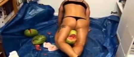 Video: Scantily clad woman crushes giant watermelon using only her thighs