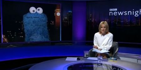 Video: Did you see the Cookie Monster being interviewed on Newsnight last night?