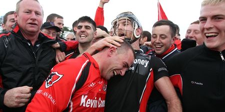 Pic: Oulart’s Ben O’Connor performs the GAA photobomb of the year