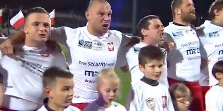 Video: The Polish rugby team fairly belt out their national anthem