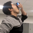 Video: College student casually slams a beer in the middle of class