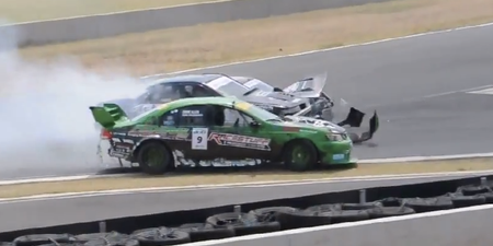 Video: Show off drifter causes carnage on race track