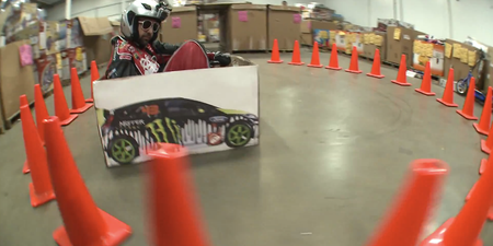Video: Warehouse workers recreate Ken Block’s Gymkhana with a Crazy Cart