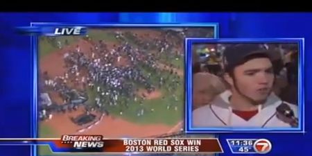 Video: Tired and emotional Red Sox fan drops f-bomb live on air