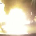 Video: Amazing footage as car randomly bursts into flames in Russia