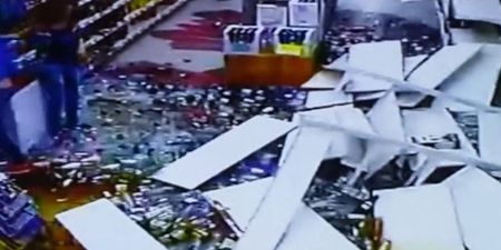 Video: Oh beer – entire alcohol stand comes crashing down