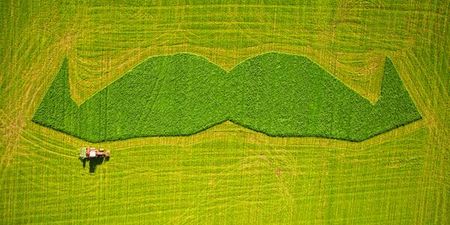 Pic: County Derry farmer brilliantly mows gigantic moustache into his field in aid of Movember