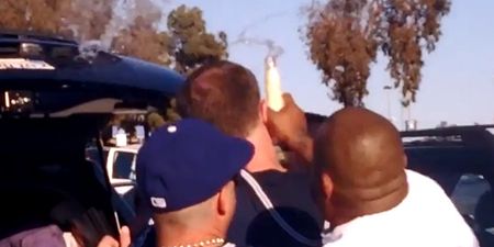 Video: Idiot fans engage in dangerous fight before NFL game