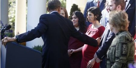 Video: President Obama catches fainting pregnant woman during his press conference