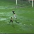 Video: Despite the water-logged pitch, this match in Lithuania somehow got the go-ahead
