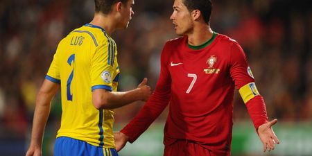 Pics & Video: Cristiano Ronaldo tried to headbutt a Swedish defender, and then accused him of diving