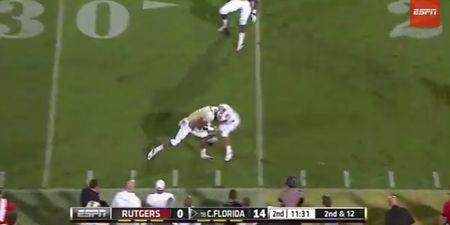 Video: Running back runs right through defender in college football game