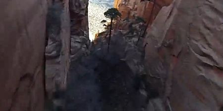 Video: Watch as wingsuited daredevil incredibly speeds through canyon