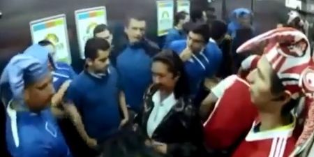 Video: Rival football fans combine for very mean but very funny elevator prank in Columbia
