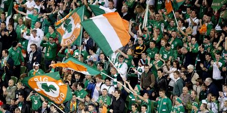 Pic: The brilliant ‘Oh me nerves’ Irish flag at the FIFA under-17 World Cup Final yesterday
