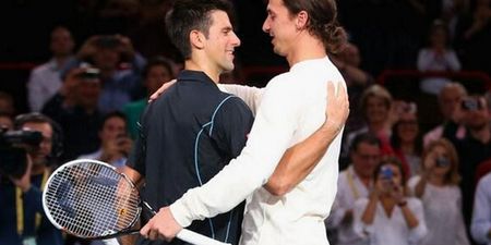 Video: Zlatan and Novak Djokovic go head to head on the tennis court